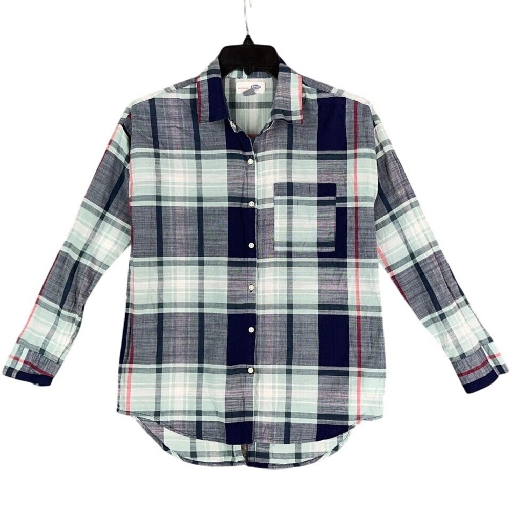 Old Navy‎ Boyfriend Plaid Shirt XS Casual Relaxed WorkWear Everyday Silhouette